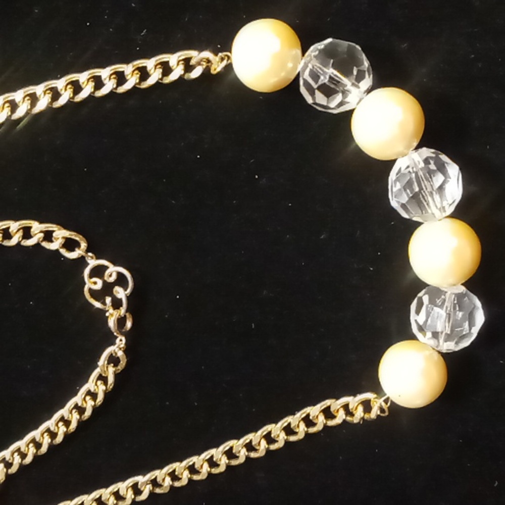 Vintage Chunky Beaded Flattened Curb Chain Collar… - image 5